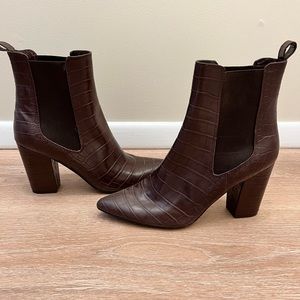 Steve Madden Brown Faux Croc Booties